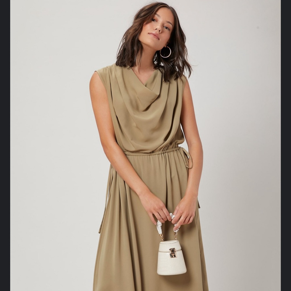 LANVIN $1042 Silk Cowl Neck crepe dress size medium